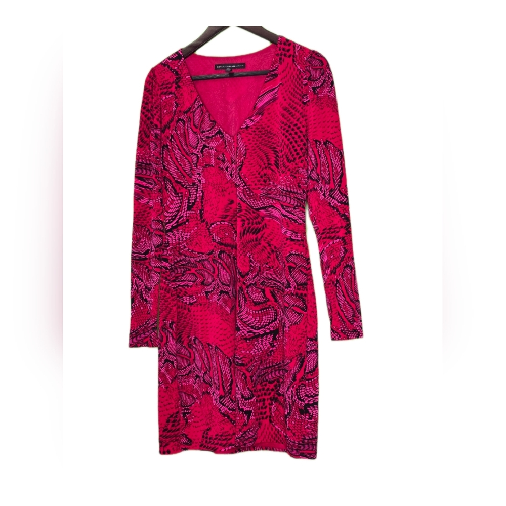 Vibrant Red and Black Patterned Dress, MP